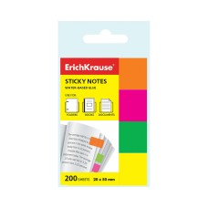 ErichKrause® neon желім жиегі бар Қағаз бетбелгілері, 20х50 мм, 200 парақ, 4 түсті