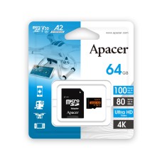 SD адаптері бар Apacer ap64gmcsx10u8-R 64GB жад картасы