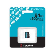 Kingston sdcg4/64gbsp Canvas Go Plus A2 U3 V30 64GB жад картасы