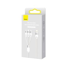 Интерфейсный кабель Baseus StarSpeed 1-for-3 USB to M+L+C 3.5A 1.2m White (CAXS000002)