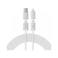 Интерфейсный кабель Baseus Versatile U+C to C+L 60W 2m White (P10383000211-01)