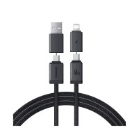 Интерфейсный кабель Baseus Versatile Two-for-Two U+C to C+L 60W 2m Black (P10383000121-02)