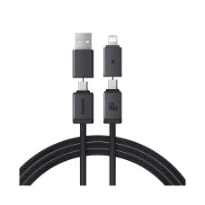 Интерфейсный кабель Baseus Versatile Two-for-Two U+C to C+L 60W 2m Black (P10383000121-02)