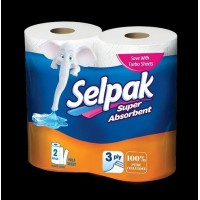 SELPAK қағаз сүлгілері ақ, (23см*12,5 м), 3 қабат, 2 руль / уп