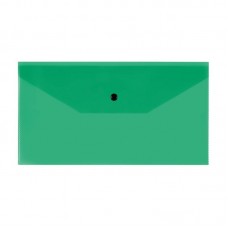 Папка-конверт на кнопке СТАММ, С6+, 150 мкм, прозрачная, зеленая  029-32282