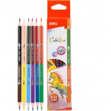 Набор цветных карандашей DELI "ColoRun", двухсторонние, 6 цветов  044-00500