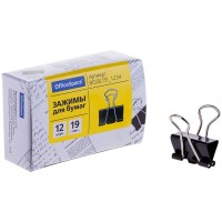 Зажим для бумаг OfficeSpace, 19 мм, черные, 12 шт/уп 025-1234 Зажим для бумаг OfficeSpace, 19 мм, черные, 12 шт/уп 025-1234