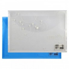 Папка-конверт на кнопке DELI "Clear Bag", А4, 0,18 мм, ассорти (син/прозр)  044-5502