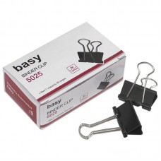 Зажим для бумаг BASY, 25 мм, черные, 12 шт/уп  023-5025