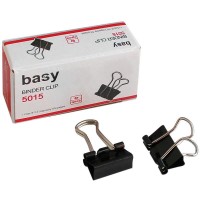 Зажим для бумаг BASY, 15 мм, черные, 12 шт/уп  023-5015