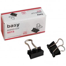 Зажим для бумаг BASY, 15 мм, черные, 12 шт/уп  023-5015