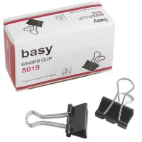 Зажим для бумаг BASY, 19 мм, черные, 12 шт/уп  023-5019