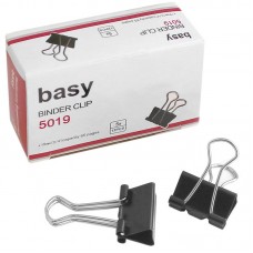 Зажим для бумаг BASY, 19 мм, черные, 12 шт/уп  023-5019
