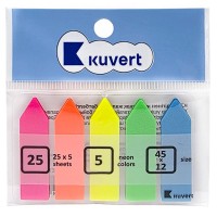 Закладки клейкие 45*12мм KUVERT "Sticky", 5цв*25л, стрелки, пластиковые  217-PET602