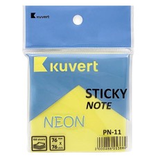 Жабысқақ жазба қағазы 76*76мм KUVERT "Sticky", 100п, неон сары 217-PN11YL