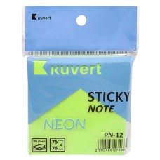 Жабысқақ жазба қағазы 76*76мм KUVERT "Sticky", 100п, неон жасыл 217-PN12GN