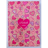 "Сердечки" блокноты, 192 бет, торкөз, интегралды мұқаба H0000001044