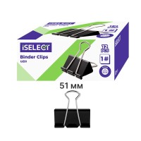 i Select "Z51" қағаз қыстырғышы (зажим), 51 мм, қара, 12 дана/қаптама 044-UZ51