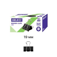 Зажим для бумаг i Select "Z55", 19 мм, черные, 12 шт/уп  044-UZ55
