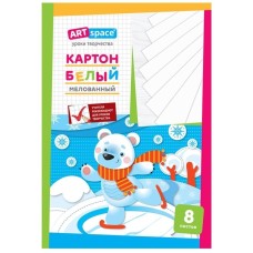 Картон белый ArtSpace мелованный, 8 листов, в папке  Нк8б_001/152941