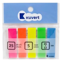 Закладки клейкие 45*12мм KUVERT "Sticky", 5цв*25л, пластиковые  217-PET601