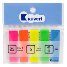 Закладки клейкие 45*12мм KUVERT "Sticky", 5цв*25л, пластиковые  217-PET601