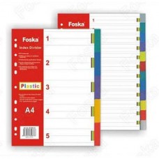 Разделитель пластиковый FOSKA, А4, 12 листов, цветной  HF289/12C-99