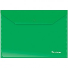 Папка-конверт на кнопке BERLINGO, А4, 0,18 мм, плотная, зеленая  AKk_04104