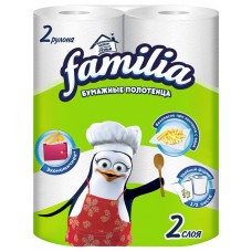 Полотенца бумажные FAMILIA Classic белые, (22,7см*9,6м), 2 слоя, 2 рул/уп