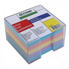 Блок бумаги для заметок 8*8*5 СТАММ, 80 г/м2, цветной в пластбоксе  ПЦ01 (01491)