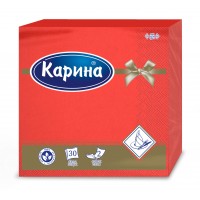 Салфетки бумажные КАРИНА, 2 слоя, 33*33см, красные, 30 шт/уп